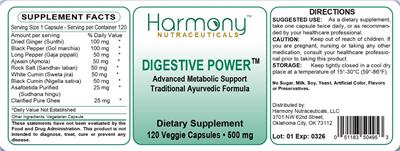 Digestive Power 500 mg label