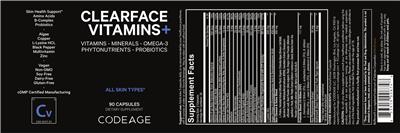 Clearface Vitamins+ label
