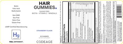 Hair Gummies Sugar Free Strawberry Flavor label