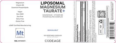 Liposomal Magnesium Taurate+ label