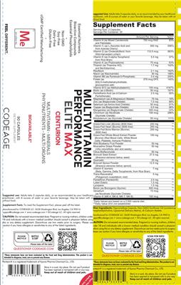 Multivitamin Performance Elite Max label