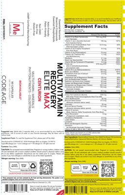 Multivitamin Recovery Elite Max label