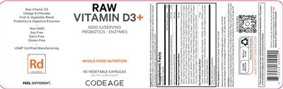 Raw Vitamin D3+ label