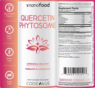 Quercetin Phytosome Pineapple Tangerine label