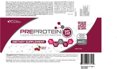 PreProtein Cherry Flavor label