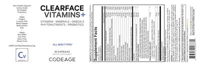 Clearface Vitamins+ label