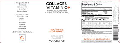 Collagen Vitamin C+ Unflavored Powder label