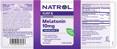 Advanced Melatonin 10 mg Time Release label