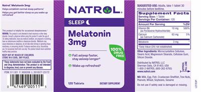 Melatonin 3 mg label