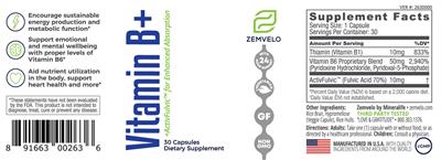 Vitamin B+ label
