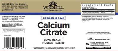 Calcium Citrate label