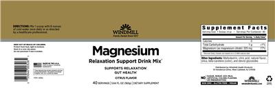Magnesium Citrus Flavor label