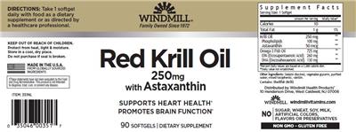 Red Krill Oil 250 mg with Astaxanthin label
