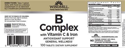 B Complex with Vitamin C & Iron label