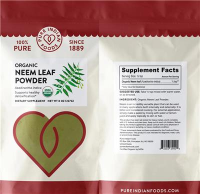 Organic Neem Leaf Powder label