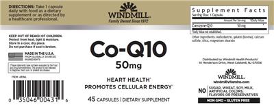 Co-Q10 50 mg label