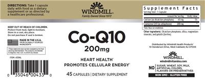 Co-Q10 200 mg label