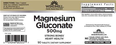 Magnesium Gluconate 500 mg label