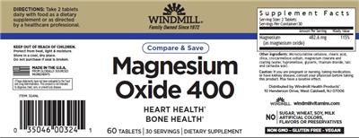 Magnesium Oxide 400 label