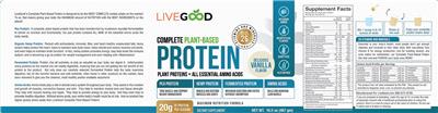 Complete Plant-Based Protein Delicious Vanilla Flavor label