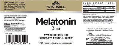 Melatonin 3 mg label
