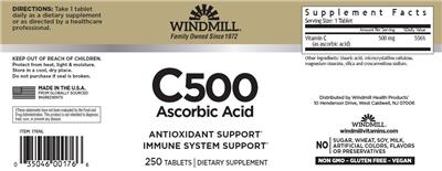 C 500 Ascorbic Acid label