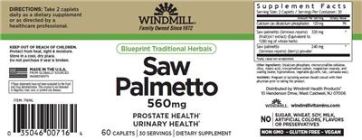 Saw Palmetto 560 mg label