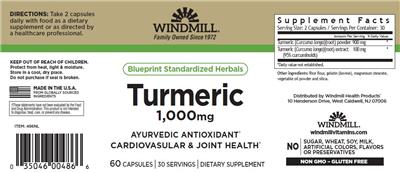 Turmeric 1,000 mg label