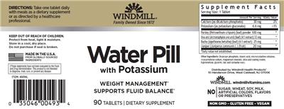 Water Pill with Potassium label