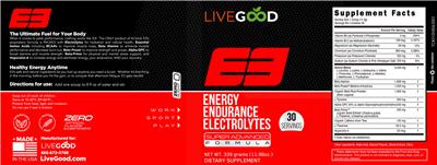 E3 Energy Endurance Electrolytes label