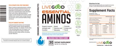 Essential Aminos Delicious Fruit Punch Flavor label