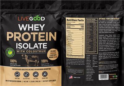Whey Protein Isolate Chocolate label