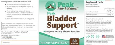 Peak Bladder Support label