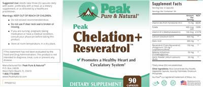 Peak Chelation+Resveratrol label