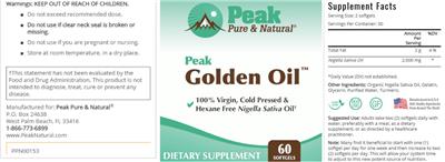 Peak Golden Oil label