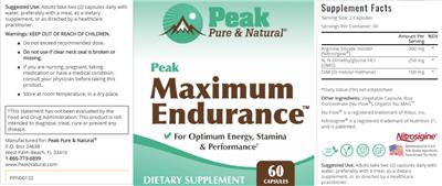 Peak Maximum Endurance label