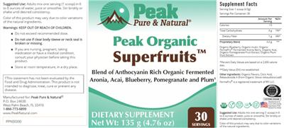 Peak Organic Superfruits label