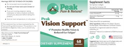 Peak Vision Support label
