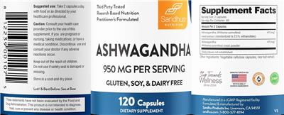 Ashwagandha 950 mg label