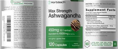 Max Strength Ashwagandha 450 mg label