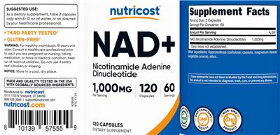 NAD+ 1,000 mg label
