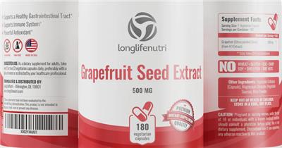Grapefruit Seed Extract 500 mg label