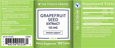 Grapefruit Seed Extract 125 mg label