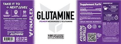 Glutamine Unflavored Powder label