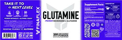 Glutamine Unflavored Powder label