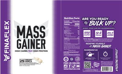 Mass Gainer Creamy Vanilla label
