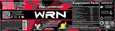 WRN Pre-Workout Lemonade label