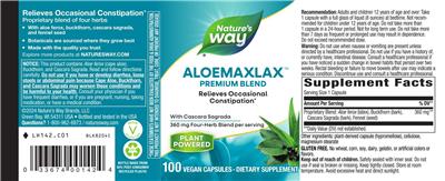 AloeMaxLax Premium Blend 360 mg label