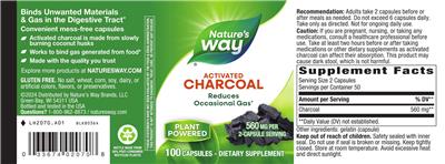 Charcoal Activated 560 mg label