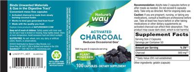 Charcoal Activated 560 mg label